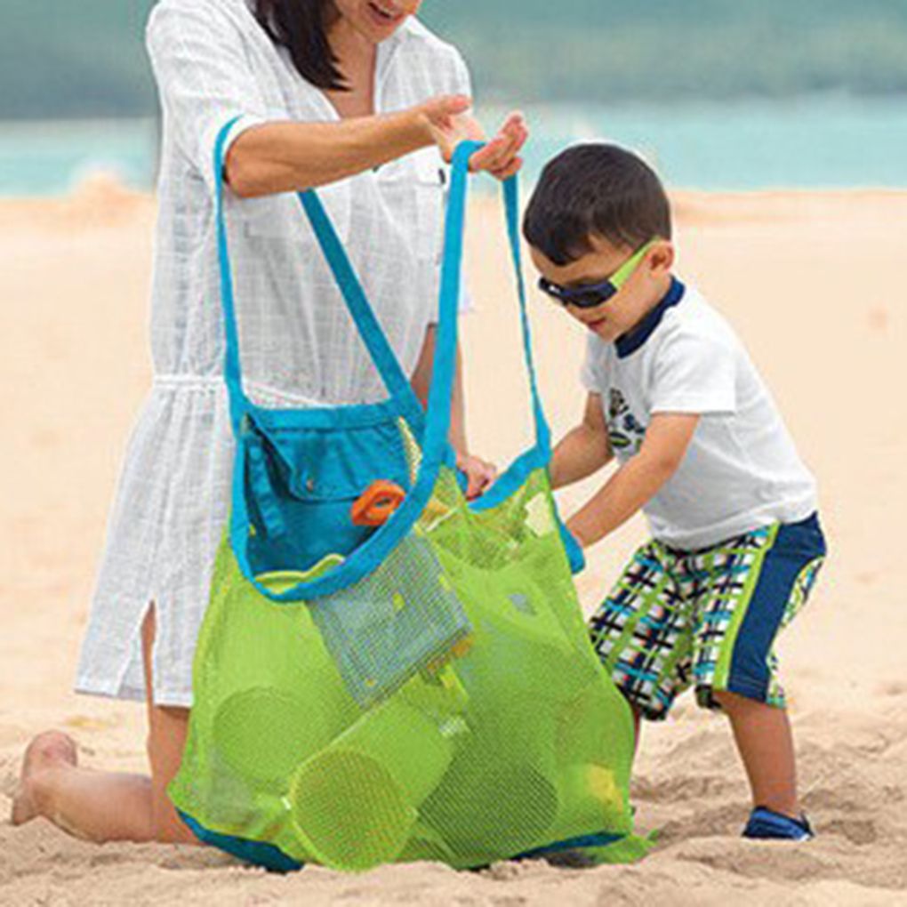 Foldable Large Capacity Mesh Shoulder Bag Shopping Beach Toy Tote