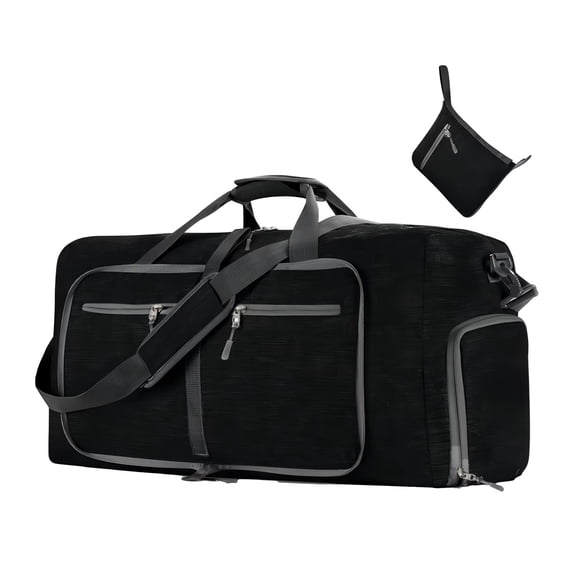 Foldable Large Capacity Travel Luggage Bag,Exclusive Shoe Ventilation Pocket,Odor Proof Waterproof Material,Adjustable Detachable Shoulder Strap,Luggage Handle Sleeve Storage Bag