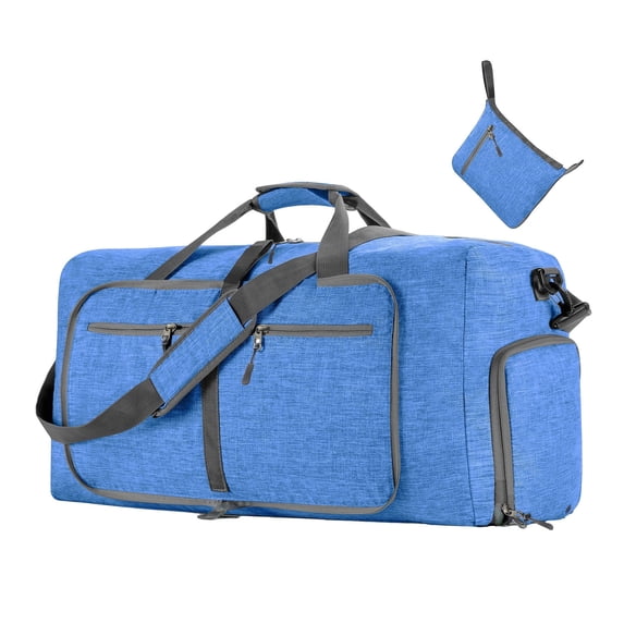 Foldable Large Capacity Travel Luggage Bag,Exclusive Shoe Ventilation Pocket,Odor Proof Waterproof Material,Adjustable Detachable Shoulder Strap,Luggage Handle Sleeve Storage Bag