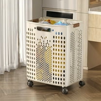Foldable Laundry Basket with Wheels, Multi-Functional Portable Dirty Clothes Hamper, Toy Storage Basket with Handle for Easy Transportation and Organization