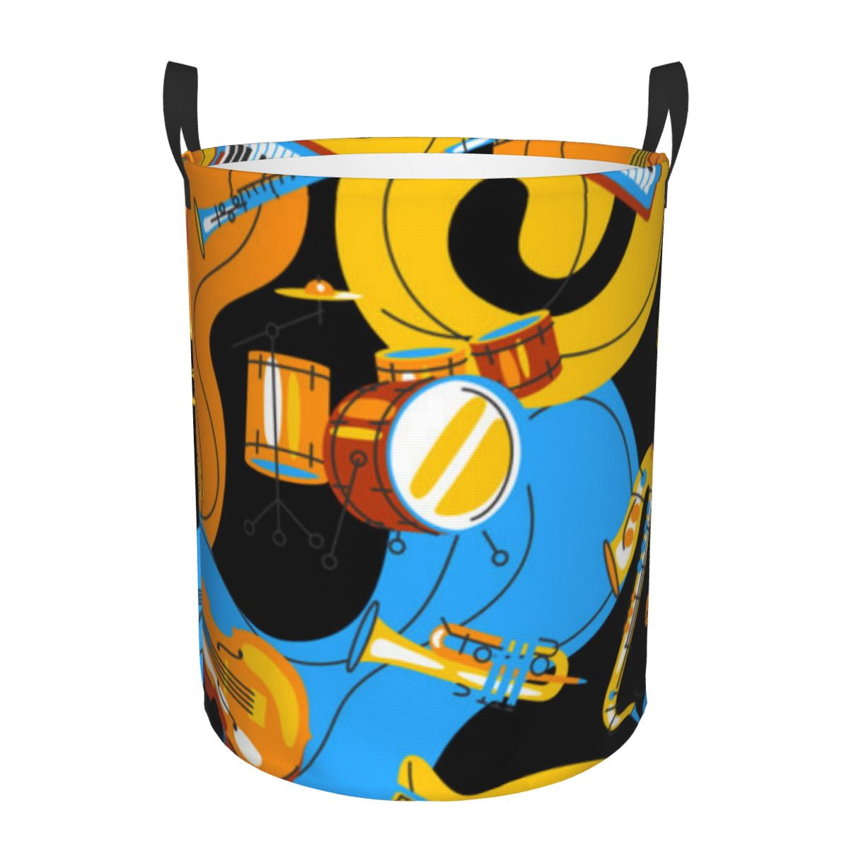 Foldable Laundry Basket for Dirty Clothes Abstract Musical Instruments ...
