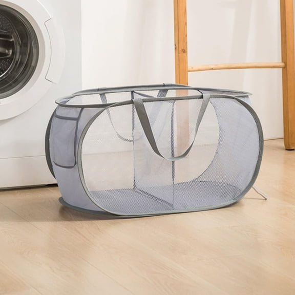 Foldable Laundry Basket with Two Compartments & Handles | 19.86 Gallon Mesh Hamper for Sorting | Portable Storage for Dorm, Home, or Travel | 1 Pack