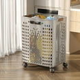 thumbnail image 1 of Foldable Laundry Basket with Wheels, Collapsible Rolling Hamper with Handles for Storage, Portable Clothes Basket Organizer for Home Use, 1 of 6