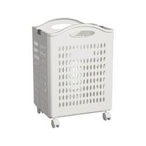Foldable Laundry Basket with Wheels & Handle | Multi-Functional Storage Hamper for Clothes, Toys & Organization | White Plastic | 2 Size Options