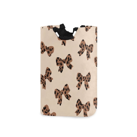Foldable Laundry Hamper Bag with Handles Dirty Clothes Basket 12.6" x 11" x 22.7" Cute Brown Bow