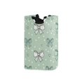 thumbnail image 1 of Foldable Laundry Hamper Bag with Handles Dirty Clothes Basket 12.6" x 11" x 22.7" Green and Mint Bows, 1 of 7