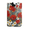 thumbnail image 1 of Foldable Laundry Hamper Bag with Handles Dirty Clothes Basket 12.6" x 11" x 22.7" Red Flowers and Daisies, 1 of 7