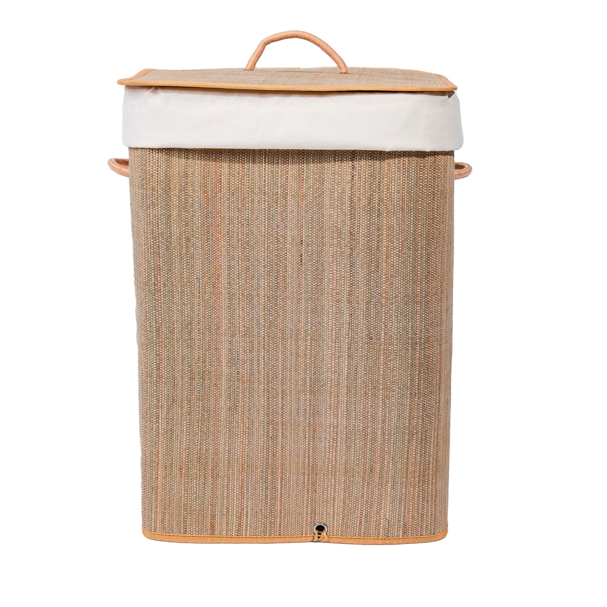 Natural Bamboo Collapsible Frame Hamper with Lid and Handles