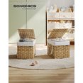 thumbnail image 1 of Foldable Laundry Hamper with Lid and Removable Liner, 9.5 Gallon Synthetic Rattan Basket for Small Spaces, Goose Yellow, 1 of 6