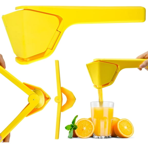 Foldable Lemon Juicer, Easy Squeeze Manual Lemon Juicer, Citrus Juicer That Folds Flat, Lemon Squeezer, Orange Juicer Press with Sideways Pivot to Increase Leverage & Reduce Effort Needed