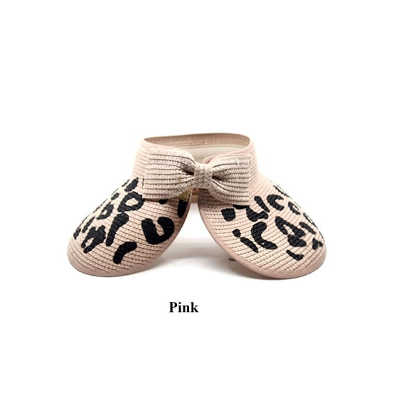 Foldable Leopard Straw Sun Visor Summer Beach Hat
