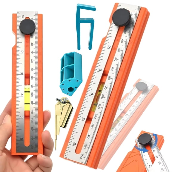 Foldable Levels Ruler for Woodworking, Layout, Tile, DIY Projects, Multifunctional Marking Level Ruler with Adjustable Angle Finder & Bubble Level, Multi-Angle Measuring & Marking Tool(Q)