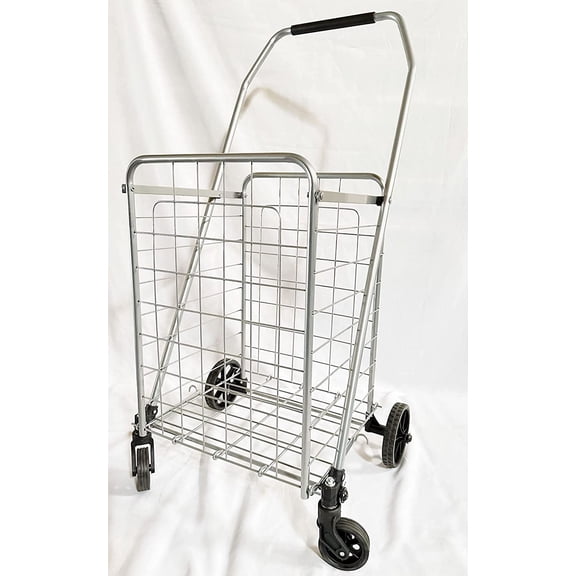 Foldable Lightweight Portable Shopping Cart, Silver, 15 x 14 x 20 in