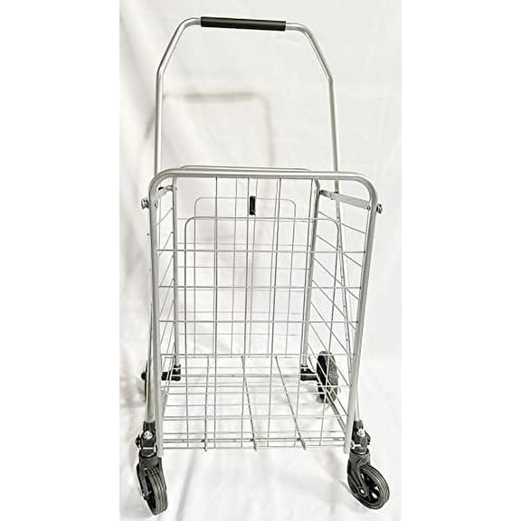 Foldable Lightweight Portable Shopping Cart, Silver, 15 x 14 x 20 in