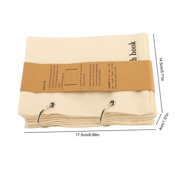 AXTQH Premium Linen Fabric Sketchbook, Portable Folding Travel Journal with Ring Binding for Drawing & Sewing