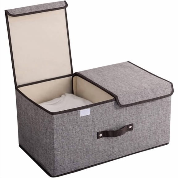 Foldable Linen Storage Box with Double Lid – Large Capacity Organizer (50x30x28 cm) for Home, Office, Clothes, Books, Toys – Durable, Portable, Stylish Design