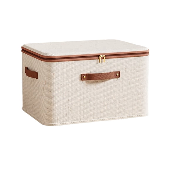 Bedroom Closet Foldable Linen Storage Box with Dustproof Lid, 40x30x21 cm