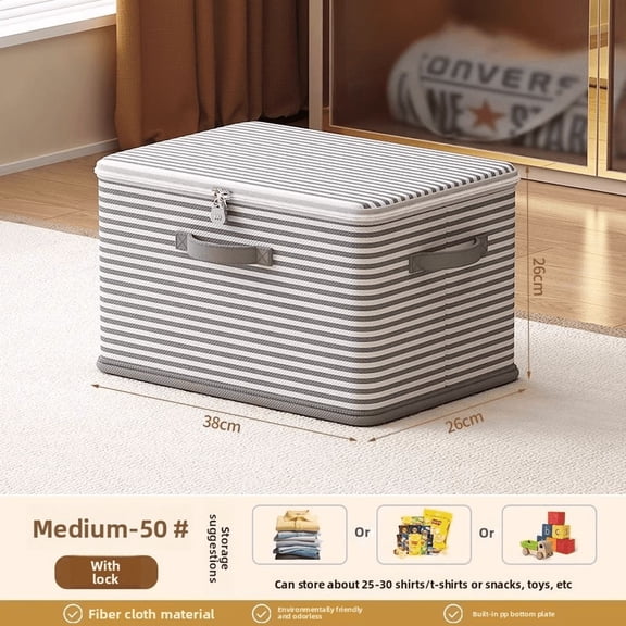 Foldable Lockable Storage Box Large Capacity Organizer for Clothes Blankets Toys Wardrobe Space Saving Storage Bin