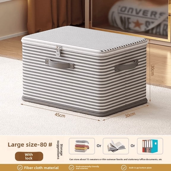 Foldable Lockable Storage Box Large Capacity Organizer for Clothes Blankets Toys Wardrobe Space Saving Storage Bin
