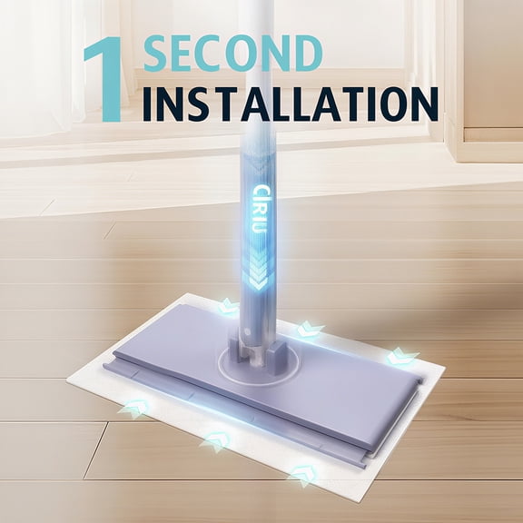 Foldable Long-Handle Electrostatic Dust Mop, 2-in-1 Dry + Wet Floor Mopping and Sweeping Kit, Multi-Surface Mop Starter Kit with 1 Sweeper, 24 Dry Sweeping Cloths, for Easy Home Floor Cleaning