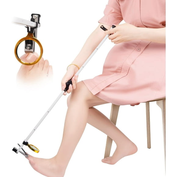 Foldable Long Handle Toenail Clippers Scissors, Easy Reach Pedicure Auxiliary Tools, Extended Nail Clippers for Seniors,Overweight, Hip and Waist Patients| Easy to Carry(with Magnifier, 32Inch)