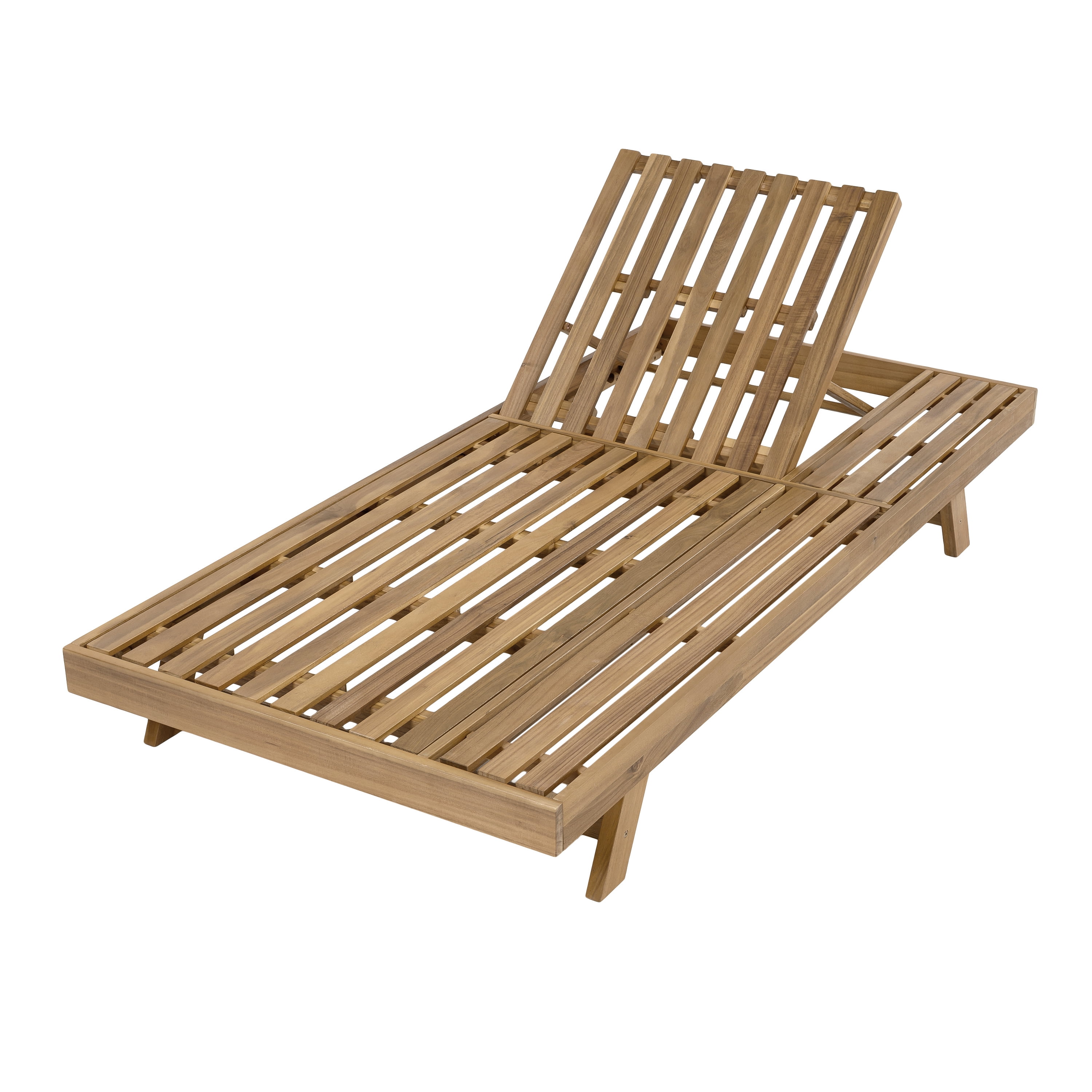 Foldable Lounge Chair, Outdoor 2/3 Foldable Acacia Wood Adjustable Backrest Chair for Backyard Pool Garden, Light Brown