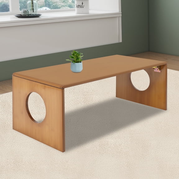 Foldable Low Coffee Table, Folding Floor Coffee Table, Portable Coffee Table for Sitting on The Floor 80*37*30cm