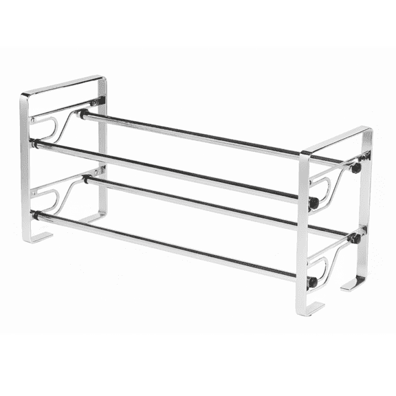 USTECH 2-Tier Metal Shoe Rack, Chrome Adjustable Shoe Storage Organizer with Slide-and-Adjust Shelves, Space-Saving Design, Easy Setup