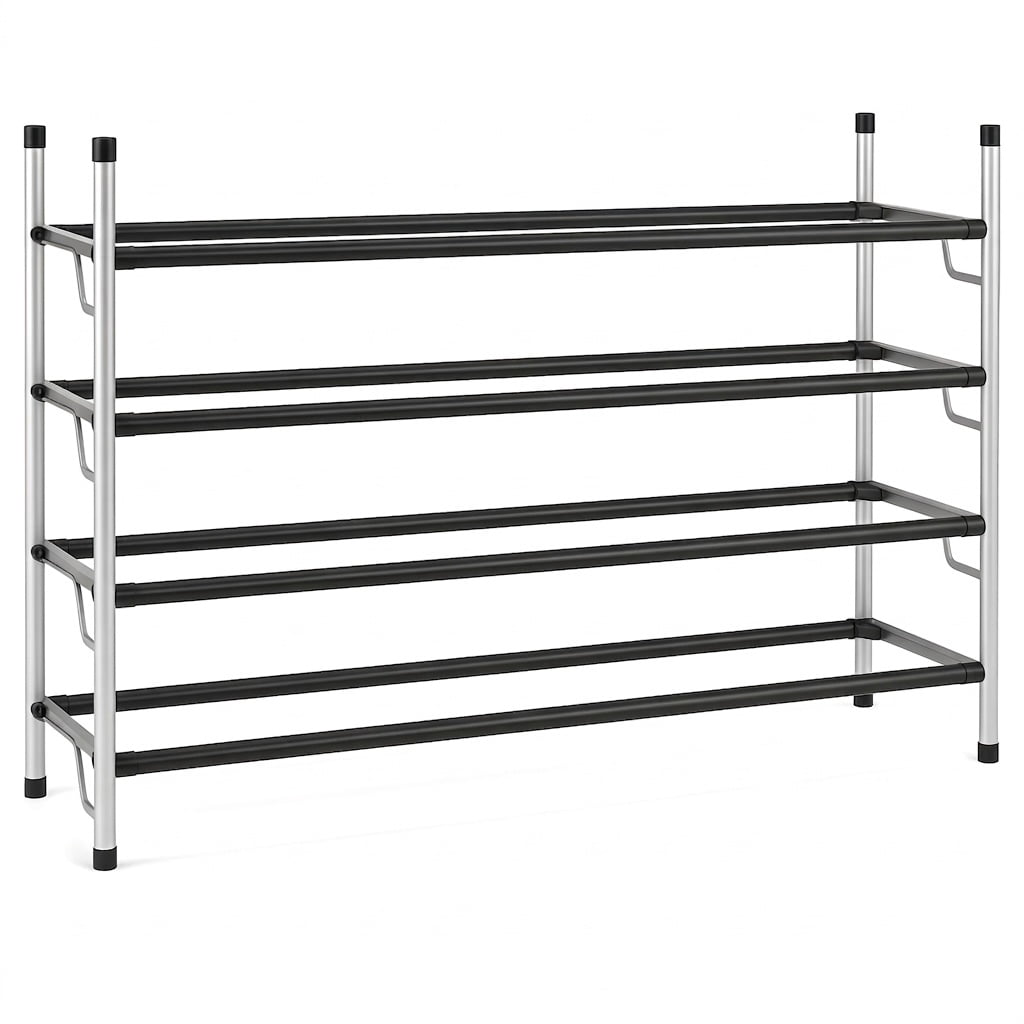 USTECH 4-Tier Shoe Rack – Free Standing Large Capacity Shoe Organizer with Self-Assembly Design, Easy to Assemble Space-Saving Metal Shoe Storage Shelf for Closet, Bedroom & Entryway