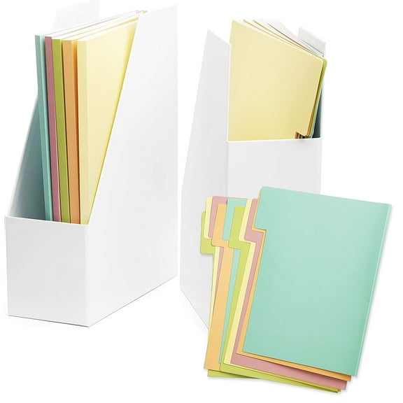 Foldable Magazine File Holders Folders Multicolor Set of 4 Desk Office Organizer Bookshelf Space Management