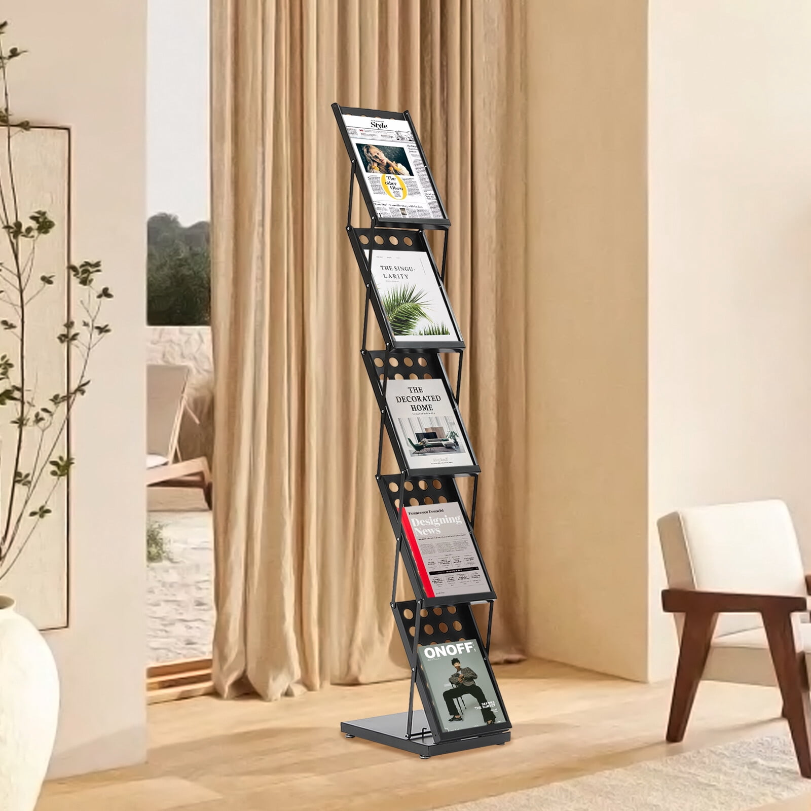 Foldable Magazine Rack Metal Literature Rack Portable Catalogue Rack ...
