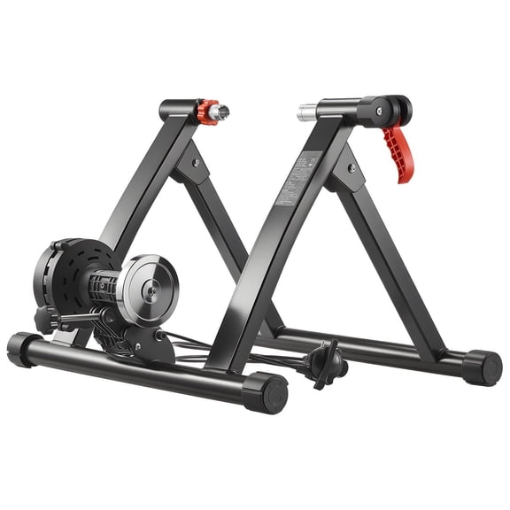 Foldable Magnetic Bike Trainer Stand, 6-Level Resistance for 26-29" & 700C Wheels, Indoor Cycling Exercise with Quick Release and Front Wheel Riser Block