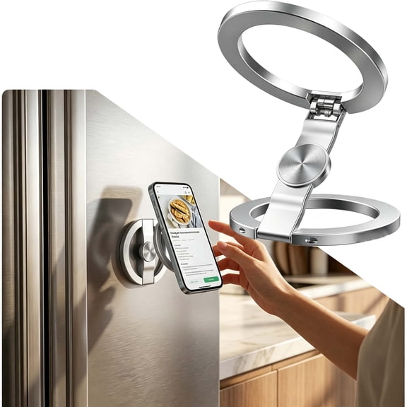 Foldable Magnetic Phone Stand with Fidget Spinner - 360 Degree Rotating Dual Sided Holder for Home Office and Travel