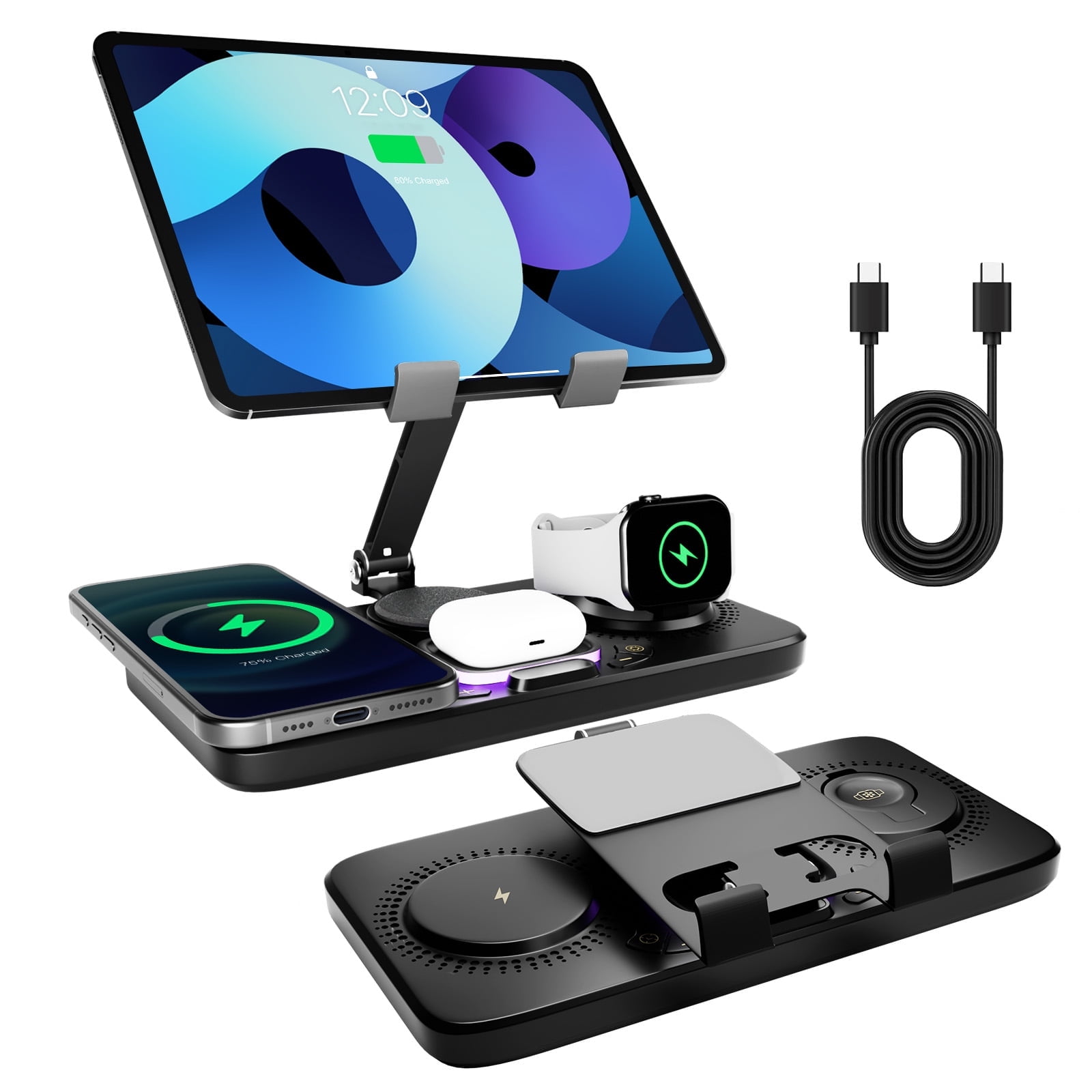 Phone Charger Wireless Charger Dock for iPhone Airpods iWatch, Portable 3 in 1 Charging Station for Apple Multiple Devices,Phone Charging Pad Dock Compatible with Apple 12 and above series