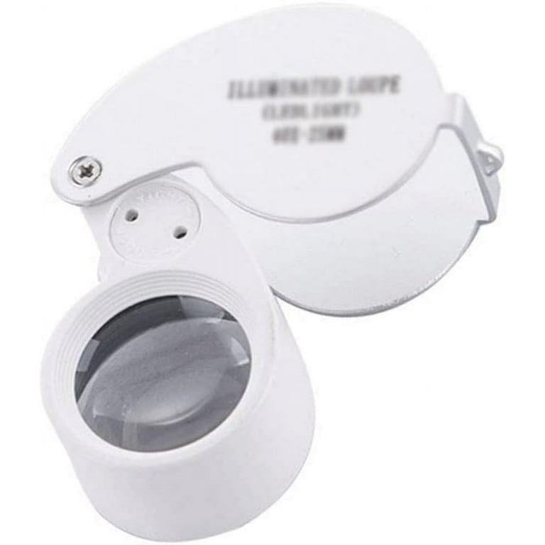 Besufy 40X LED Magnifier Loupe Illuminated Lighting Jewelry Coin Stamp  Identification