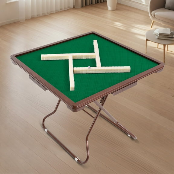 Foldable Mahjong Table with Drawers and Cup Holders, 34.65 * 34.65 * 28.74in Mahjong Table with 4 Cup Holders & 4 Drawers for 4 People,Foldable Mahjong Table
