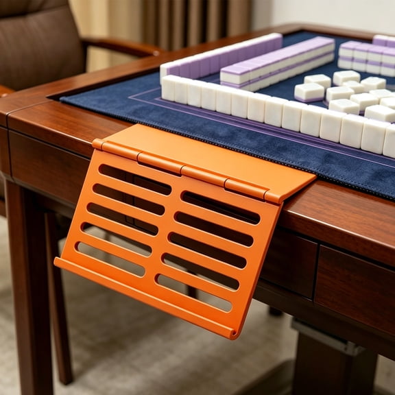 Foldable Mahjong Tile Rack Portable Mahjong Stand Sliding Tile Holder Tabletop Game Accessories Space Saving Plastic Mahjong Organizer for Home Travel Party Family Game Night