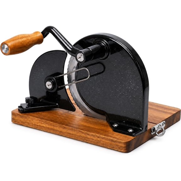 Foldable Manual Bread Slicer, Adjustable Slice, Hand-Cranked Bread Slicer with Handle, Hand Crank , Durable Alloy And Sturdy Solid Base-Black