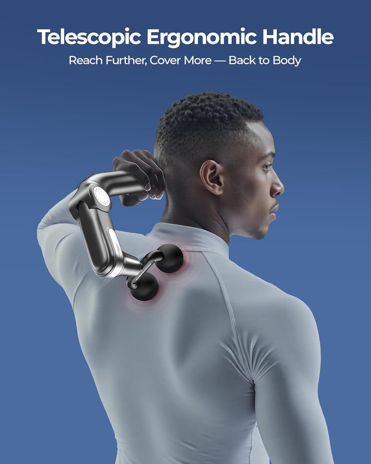 Foldable Massage Gun with Dual-Ball Head, Adjustable Handle for Deep Tissue Pain Relief