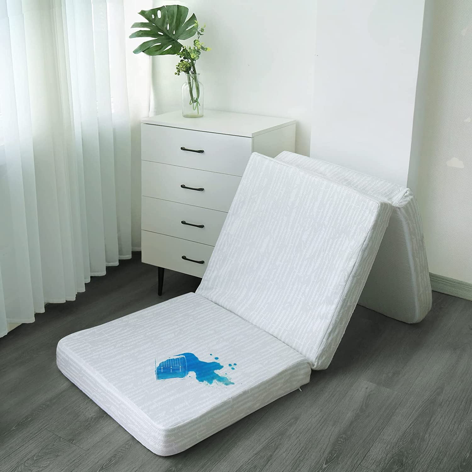 Foldable Mattress Bed Trifold Memory Foam Mattress Topper Waterproof