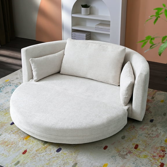 Foldable Mattress , Beige Linen Couch For Relaxation And Rest, Transforms Into 3 Positions Bed With Extra Pillows, Comfort, Converts To Lounger