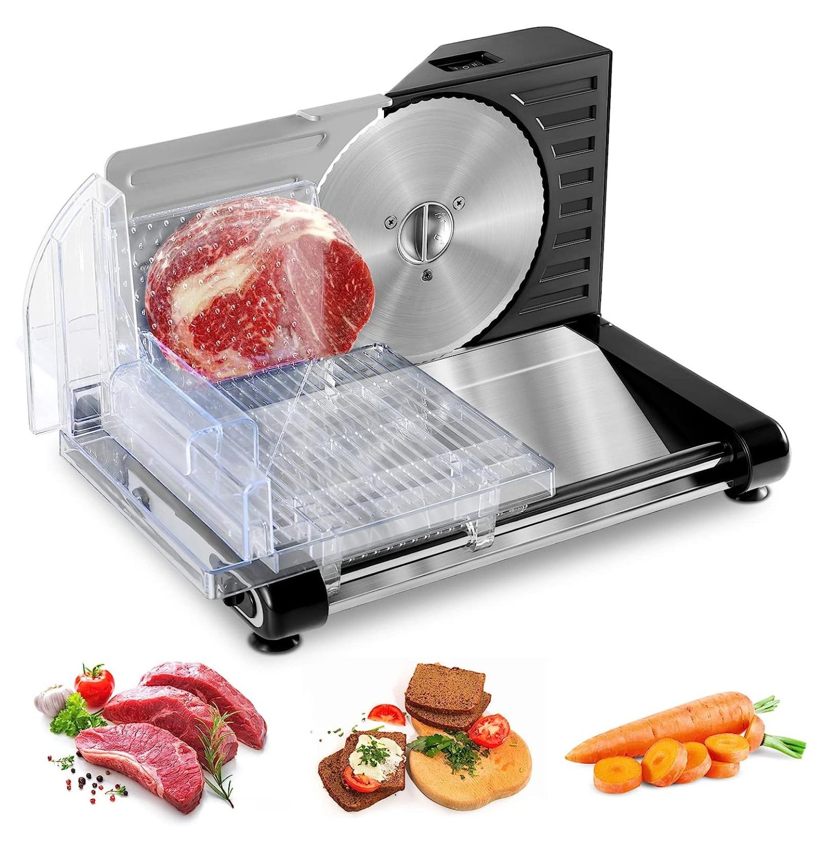 Foldable Meat Slicer, Electric Deli Food Slicer with Food Tray, 018mm