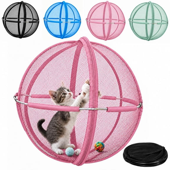 Foldable Mesh Cat Playpen Ball, Breathable Pop-Up Pet Enclosure with Zipper