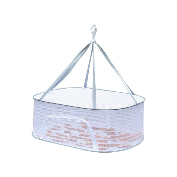 Foldable Mesh Clothes Drying Rack | Flat Sweater & Underwear Dryer | 1-Tier Space Saving Laundry Rack for Home | Indoor Outdoor Hanging Drying Net for Socks, Delicates & Vegetables