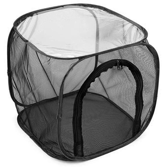Foldable Mesh Insect Cage Portable Butterfly Pavilion Pop Up Habitat Tent with Zippered Door and Top Panel for Outdoor Use