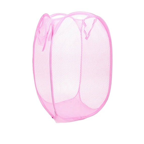 Foldable Mesh Laundry Hamper with Side Pocket, Carry Handle Storage Basket for Dirty Clothes and Household Storage