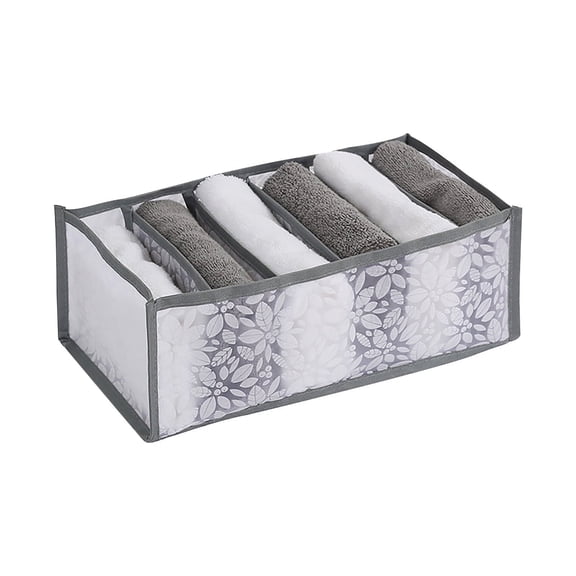 Foldable Mesh Storage Box Organizer for Underwear, Shirts, Leggings & Jeans - Printed Drawer Dividers with Multi-Compartment Design
