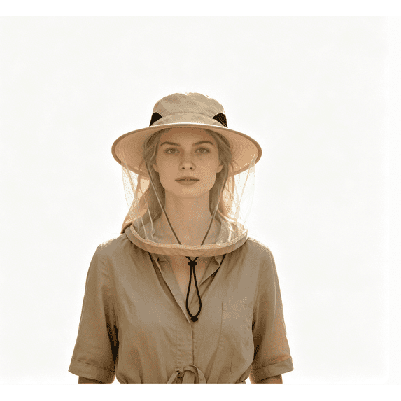Foldable Mesh Sun Hat Mosquito Proof Fishing Cap Breathable Adjustable Outdoor Hat with Removable Face Neck Flap for Men Women Hiking Travel Summer Outdoor
