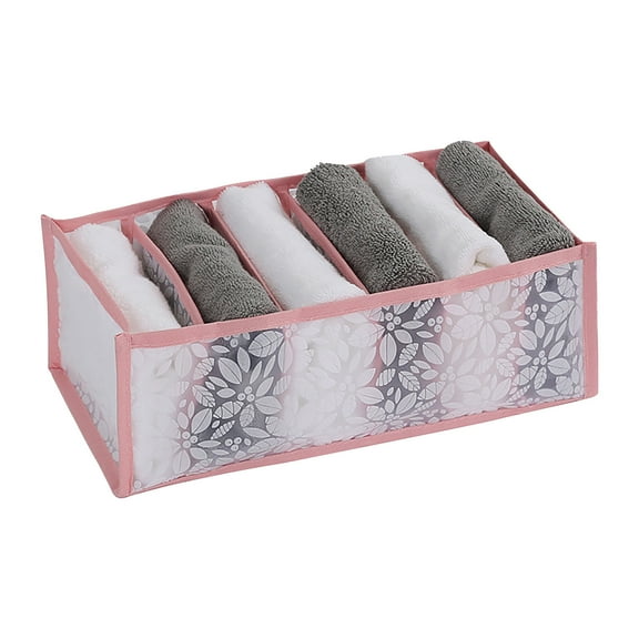 Foldable Mesh Underwear Storage Box for Drawer Closet Organizer 4 Compartment T-Shirt Sock Scarf Container Breathable Nylon 12.6x6.7x4.7 Inch