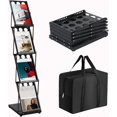 thumbnail image 1 of Foldable Metal Brochure Display Stand, 4 Pocket Literature Magazine Holder with Carrying Bag, Portable Catalog Rack for Office, Retail, Trade Show, 1 of 6